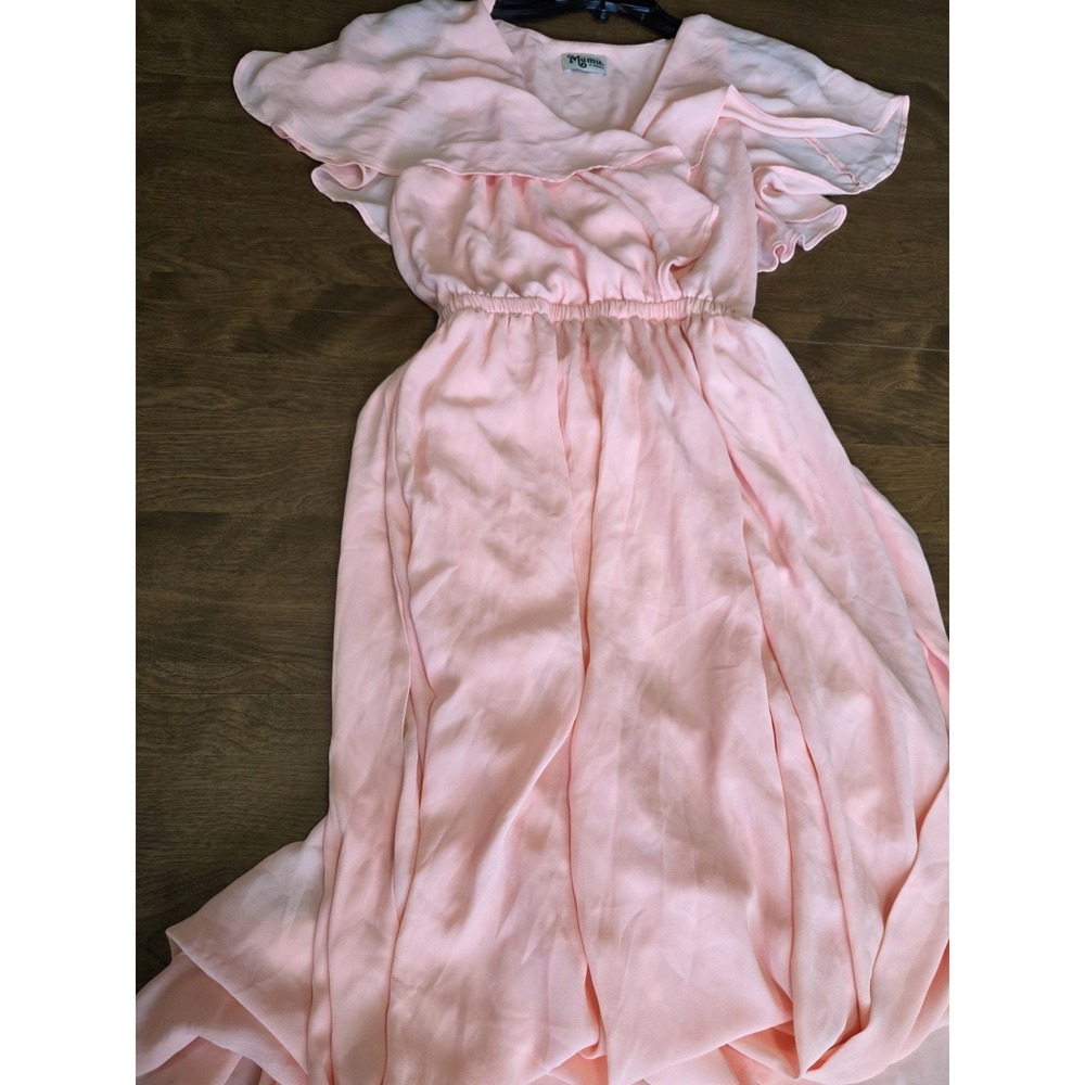 Show Me Your MUMU Audrey Maxi Dress Soft Pink Bridesmaid Wrap Ruffle Size XS